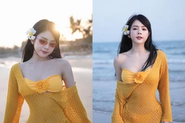 DJ Mie diện váy “lưới đánh cá” trễ nải khoe dáng gợi cảm