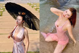 Hot girl đời đầu Hạnh Sino chăm diện váy xẻ sâu khoe dáng