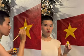 Rapper Pháo "đu trend" vẽ lá cờ Tổ Quốc ở ban công nhà