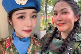 Ngắm các nữ quân nhân xinh đẹp luyện tập diễu binh, diễu hành