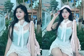 Con gái Quyền Linh khoe nhan sắc như “nữ thần” tại sân bay