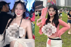 “Đỏ mặt” với trang phục của hội chị em trong lễ hội té nước