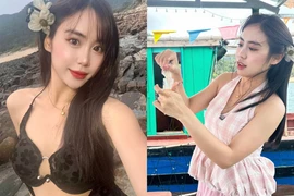 Cô gái Lào nổi tiếng ở Việt Nam lần đầu diện bikini khoe dáng
