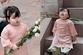 Chụp ảnh áo dài với mỡ bụng ''phè phỡn”, em bé đốn tim netizen