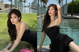 Tiktoker triệu follow Wyn Anh khoe vai trần gợi cảm bên hồ bơi