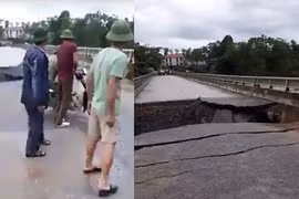 Hãi hùng lũ cuốn mố cầu, hàng chục người may mắn thoát chết