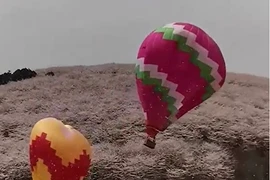 Hoảng hồn cảnh khinh khí cầu gặp sự cố, lao thẳng xuống hồ