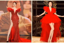 Hoa hậu Hương Giang quyến rũ khi diện váy áo gam đỏ 