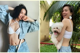 Hiền Thục diện đồ hở bụng, khoe eo con kiến đẹp mướt mắt