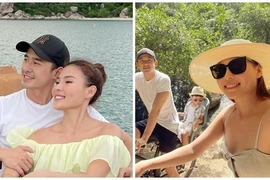 Thúy Diễm gợi cảm trong chuyến du lịch cùng chồng con