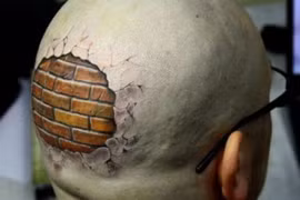 Chùm ảnh: Cạo đầu xăm hình 3D táo bạo