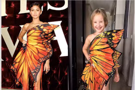 Hai mẹ con tái hiện váy hiệu từ vật liệu gần gũi