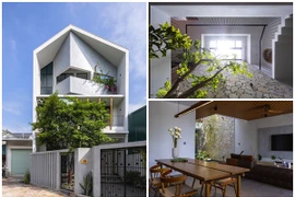 Nhà phố với mặt tiền cắt vát như viên ngọc ở Hà Nội