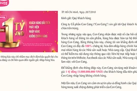 Con Cưng bất ngờ gỡ thông báo thưởng 1 tỷ trên website 