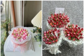 Quà 8/3: Hoa bánh kem tulip, hoa dâu tây lên ngôi