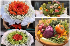 Độc lạ bó hoa trái cây, rau củ hút khách ngày 8/3