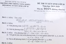 “Tăng giá xăng” vào đề thi Toán lớp 10 THPT Năng khiếu