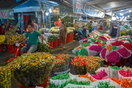 Chợ hoa sỉ lớn nhất TP.HCM hoạt động tất bật xuyên đêm dịp 8/3