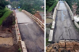 Hiện trường vụ sập cầu Ngòi Móng ở thành phố Hòa Bình