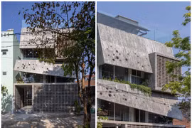 Nhà hướng Tây “trốn nắng” nhờ mặt tiền hai lớp độc đáo 