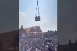 Đại gia chơi ngông thuê cần cẩu rải tiền, dân chen nhau nhặt