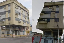 Cận cảnh tòa nhà “xiêu vẹo” vững chãi trước nhiều trận động đất