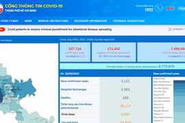 Giao diện phiên bản tiếng Anh Cổng thông tin Covid-19 TPHCM.