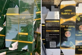 Hình ảnh một số sản phẩm và nhãn mác bị thu giữ.