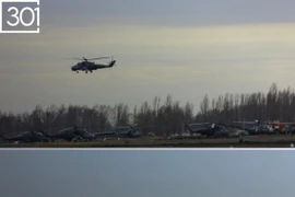 Cụm trực thăng tấn công Nga diễn tập chiến đấu gần biên giới Ukraina