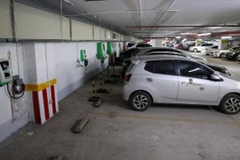 Hệ thống sạc tiêu chuẩn châu Âu được lắp đặt tại một chung cư trên địa bàn Hà Nội.