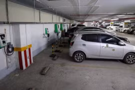 Hệ thống sạc tiêu chuẩn châu Âu được lắp đặt tại một chung cư trên địa bàn Hà Nội.