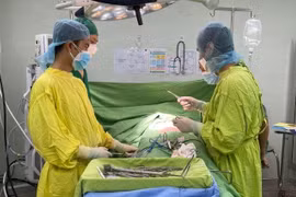 Ekip phẫu thuật cho chị T.