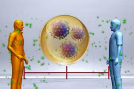 nCoV có thể lây qua những giọt bắn nhỏ di chuyển xa