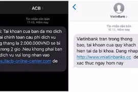 Cảnh báo mạo danh tin nhắn ngân hàng