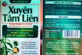 Hình ảnh sản phẩm Xuyên Tâm Liên giả mạo được Cục An toàn thực phẩm (Bộ Y tế) cảnh báo.