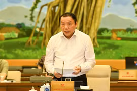 Bộ trưởng Bộ Văn hóa, Thể thao và Du lịch Nguyễn Văn Hùng trình bày tờ trình dự án luật.