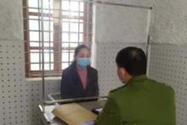 Đối tượng Nguyễn Thị Nhật tại cơ quan công an.