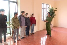 Các đối tượng tại cơ quan điều tra. Ảnh: Công an tỉnh Hải Dương.