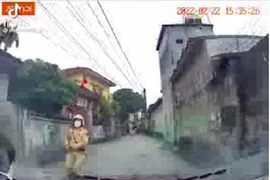 Tài xế lùi xe nhanh như bay chạy trốn CSGT (ảnh cắt từ clip).