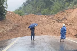 Ước tính có khoảng 9.000m3 đất đá bị sạt lở, lực lượng chức năng đang khắc phục sự cố
