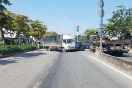 Hiện trường vụ tông xe liên hoàn.