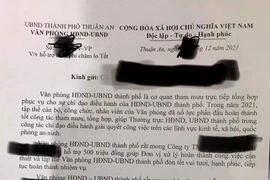 Thực hư thông tin Văn phòng UBND TP Thuận An "xin" doanh nghiệp 500 triệu đồng