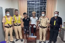 Hai đối tượng Tâm và Nhân tại cơ quan công an.