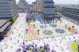 Quần thể nghỉ dưỡng khoáng nóng Sun Beauty Onsen mang phong cách kiến trúc Nhật Bản. Ảnh phối cảnh minh họa