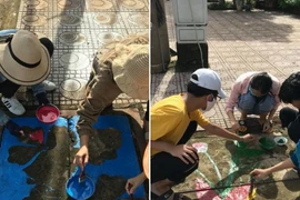 Thay “áo hoa” cho những nắp cống cũ