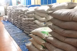 Hàng chục tấn đường cát nghi nhập lậu đang bị cơ quan công an tạm giữ.