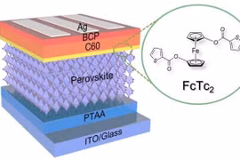 Pin mặt trời perovskite với lớp ferrocene. Ảnh: Li et al. 2022