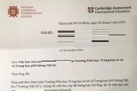 'Trường Việt Úc từ chối nhận 40 em vì bất đồng học phí là tiêu cực'