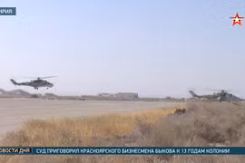 Trực thăng Nga – Syria diễn tập chung trên sân bay T4 sa mạc tỉnh Homs