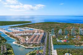 Sun Riverside Village tọa lạc tại vị trí phong thủy đắc lợi, thuận tiện di chuyển đến bãi biển Sầm Sơn hay TP Thanh Hóa. Ảnh phối cảnh minh họa.